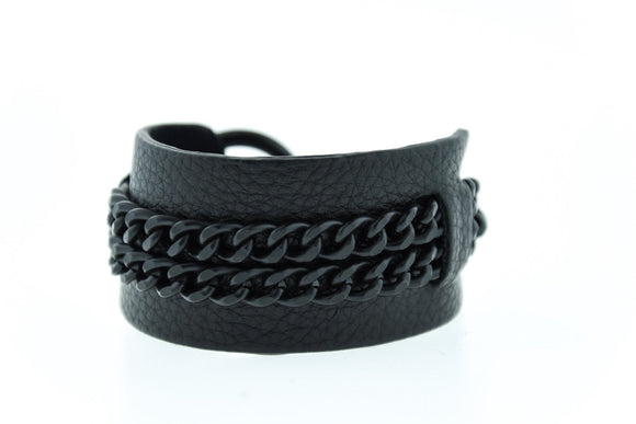 DEX - Black on Black Leather Bracelet Cuff Mister Fairbanks Jewelry