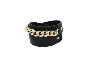 IMANI -Black Leather Choker Bracelet Wrap Gold Mister Fairbanks Jewelry