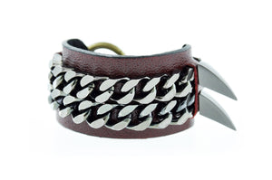 BLAKE - Burgundy Leather Cuff Bracelet Mister Fairbanks