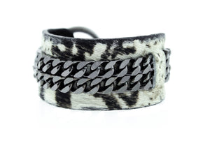 BO II - Boa Print Leather Cuff Bracelet Bangle Gunmetal Mister Fairbanks