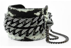 MIAUCCIA -Boa Print Leather Cuff Bracelet Gunmetal Mister Fairbanks Jewelry