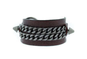 SUVI II-Burgundy Leather Cuff Bracelet Gunmetal Stud Mister Fairbanks Jewelry