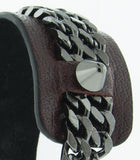 SUVI II-Burgundy Leather Cuff Bracelet Gunmetal Stud Mister Fairbanks Jewelry