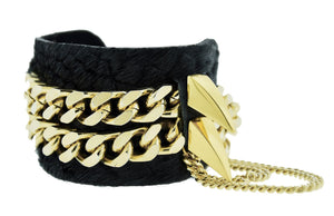 ZION -Black Python Cuff Bracelet Bangle Gold Stud Mister Fairbanks Jewelry